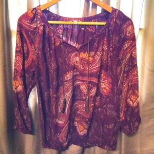 Sonoma boho tie front peasant blouse